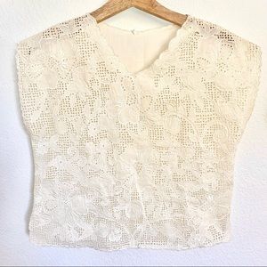 Vintage Embroidered Floral Eyelet Top